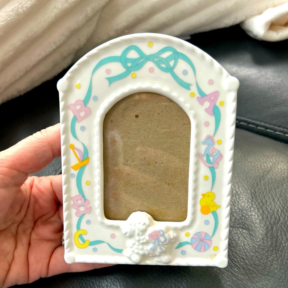 Beautiful porcelain baby lamb picture frame